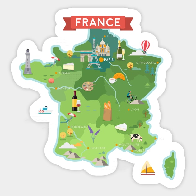 Map of France Sticker by Antikwar